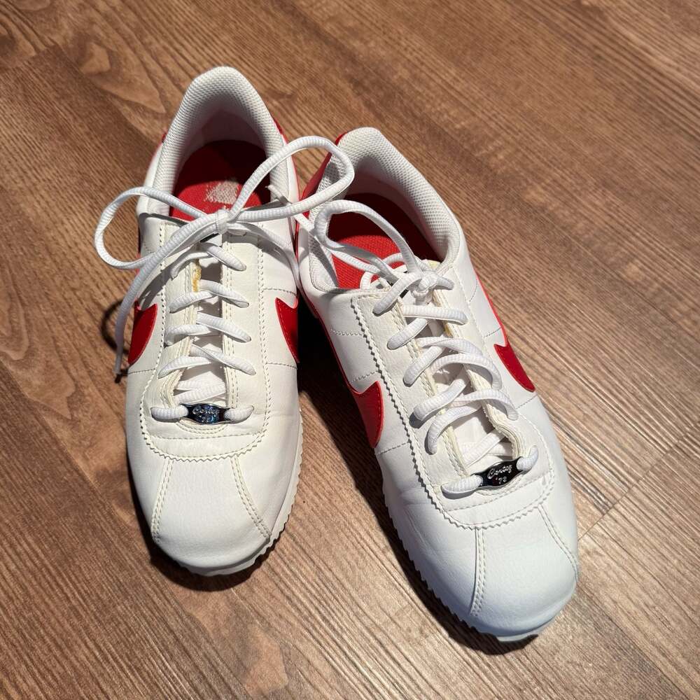 Nike Classic Cortez Leather Forrest Gump White Red Blue GS Youth 6Y Sneakers - Picture 5 of 11